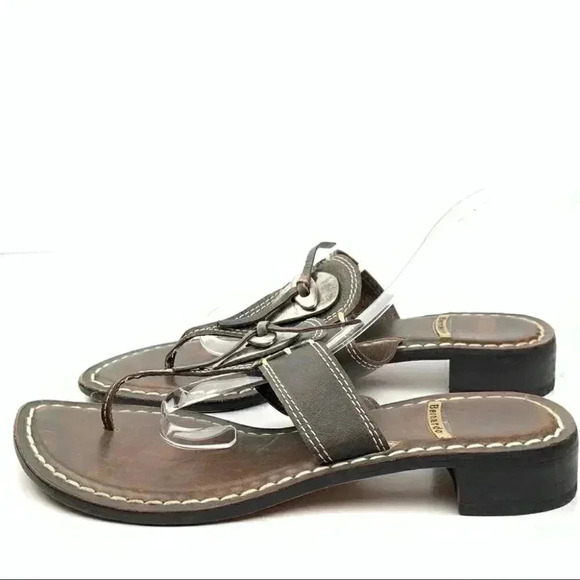 Bernardo sandals 7.5 chocolate brown leather south western bolo thong flip flops - Picture 4 of 12